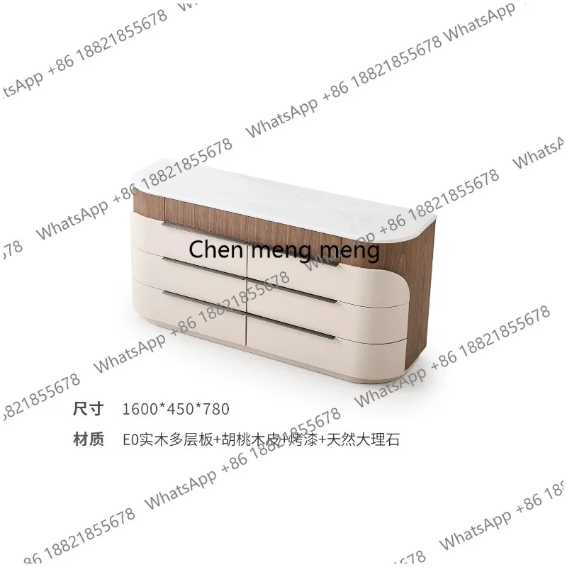 Italian minimalist marble dining side cabinet modern minimalist solid wood paint living room bedroom storage