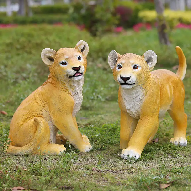 New Arrive Design Popular Design Animal Sculpture Outdoor Decor Fiberglass Material Cheap Price African Lion Sculpture