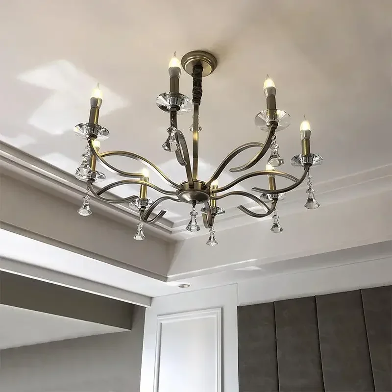 New LED American Style Rural Chandelier Living Room Minimalist French Style Bedroom Light Candle Creative  Restaurant Lighting