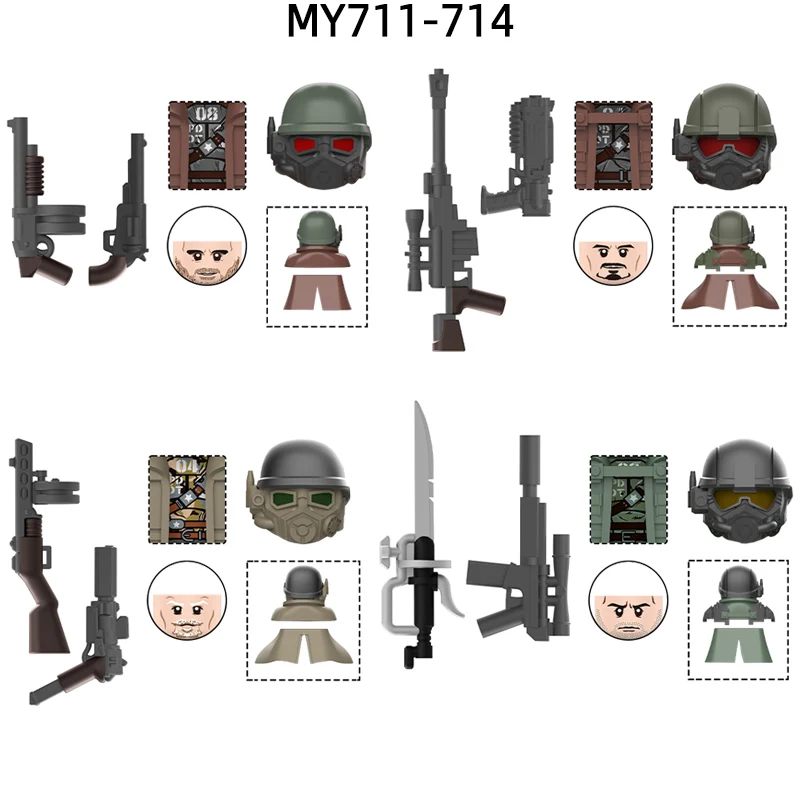 MY711-MY714 الأسود النخبة الصحراء مكافحة الحارس نموذج كتل MOC الطوب مجموعة الهدايا اللعب