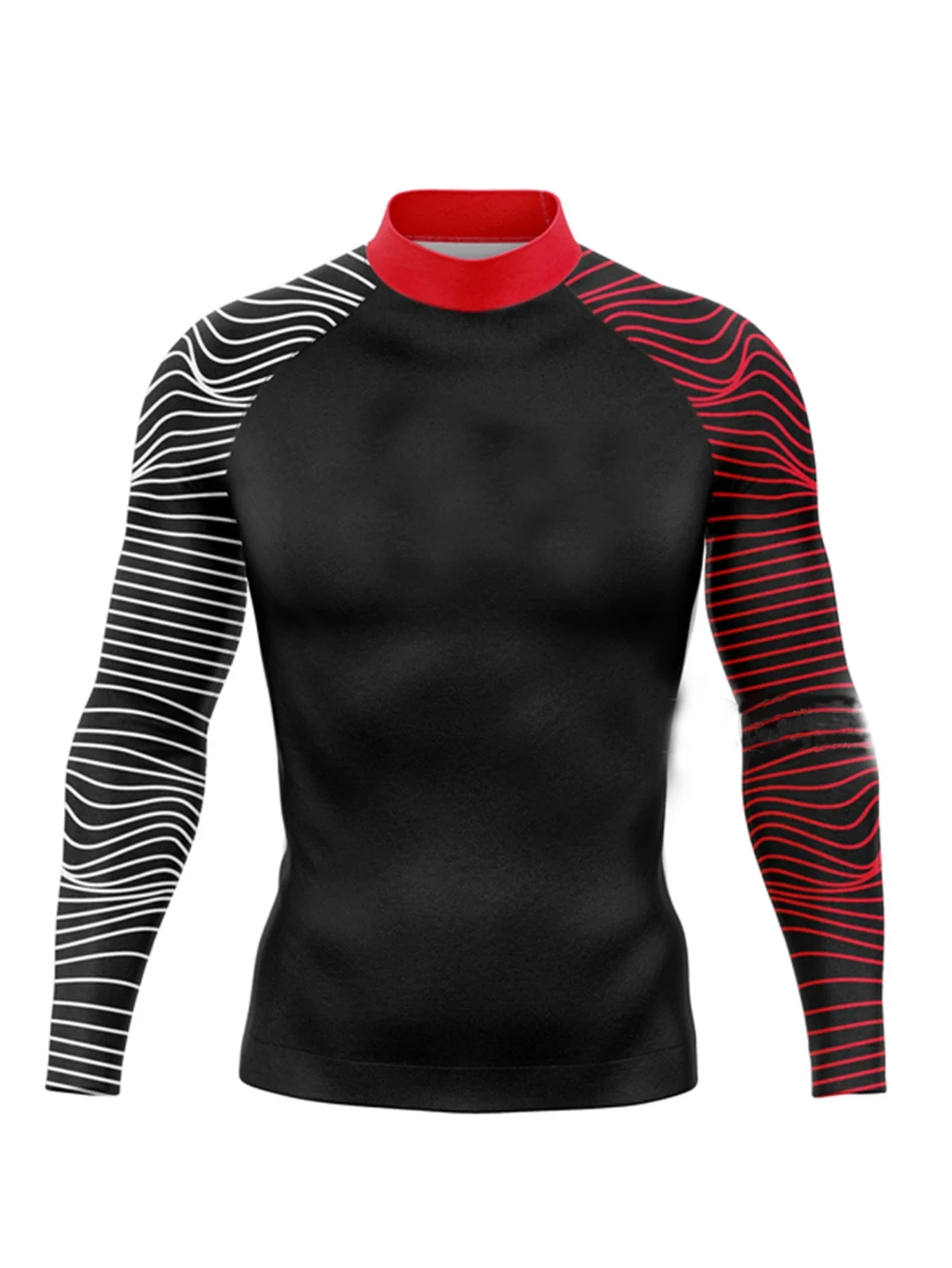 Men's Rash Guard Long Sleeves UV Sun Protection Watersport Wear Quick Drying Splice Compression Swim Shirts