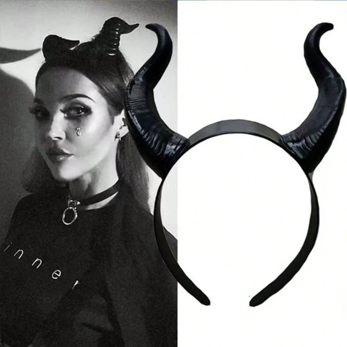Vintage Solid Color Nonwoven Fabric Ram Horns Devil Horns Headband, Halloween Costume Prop, Role Play, Masquerade