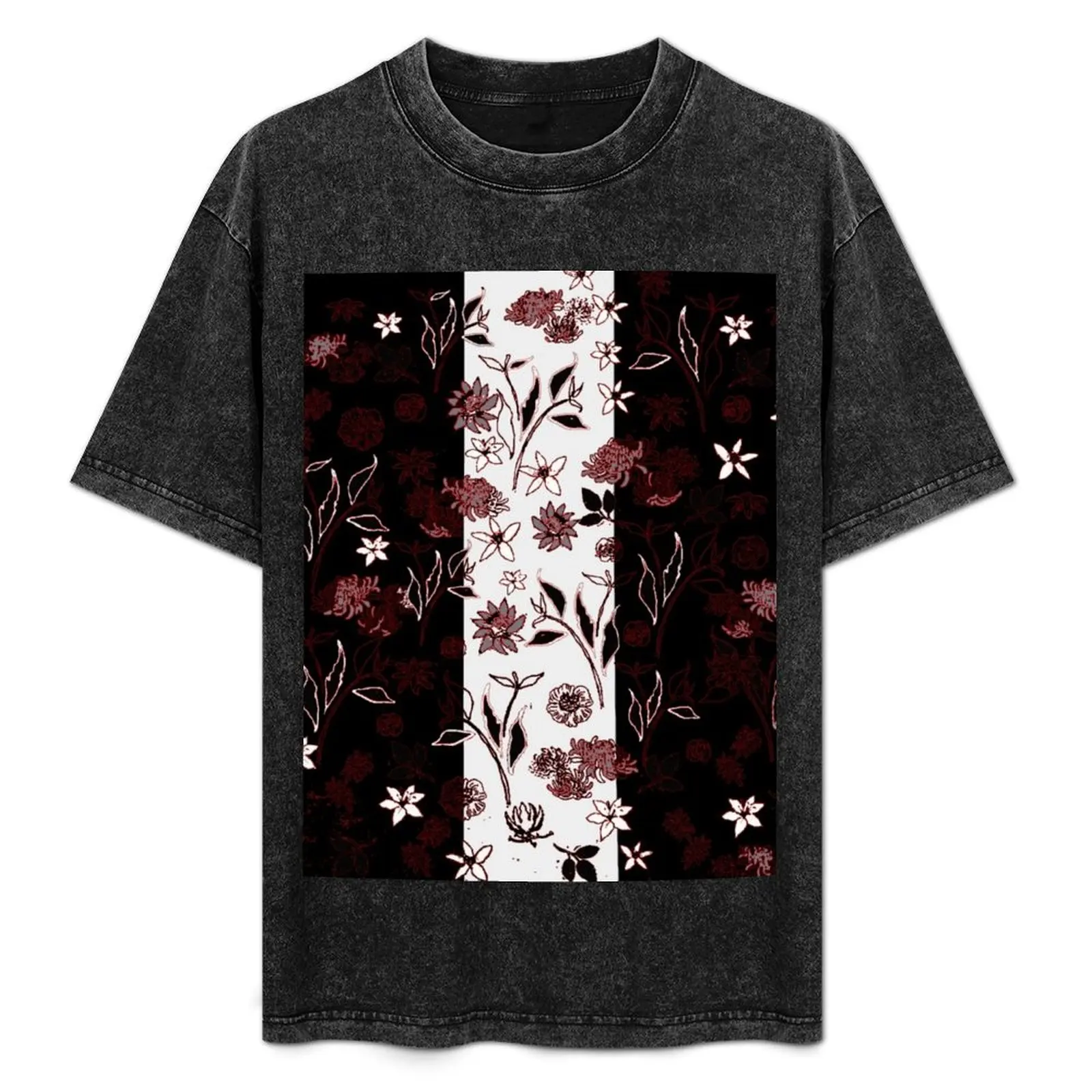 

TWO TONE RED LINE FLORAL T-Shirt Performance Workout Short Sleeve Tee