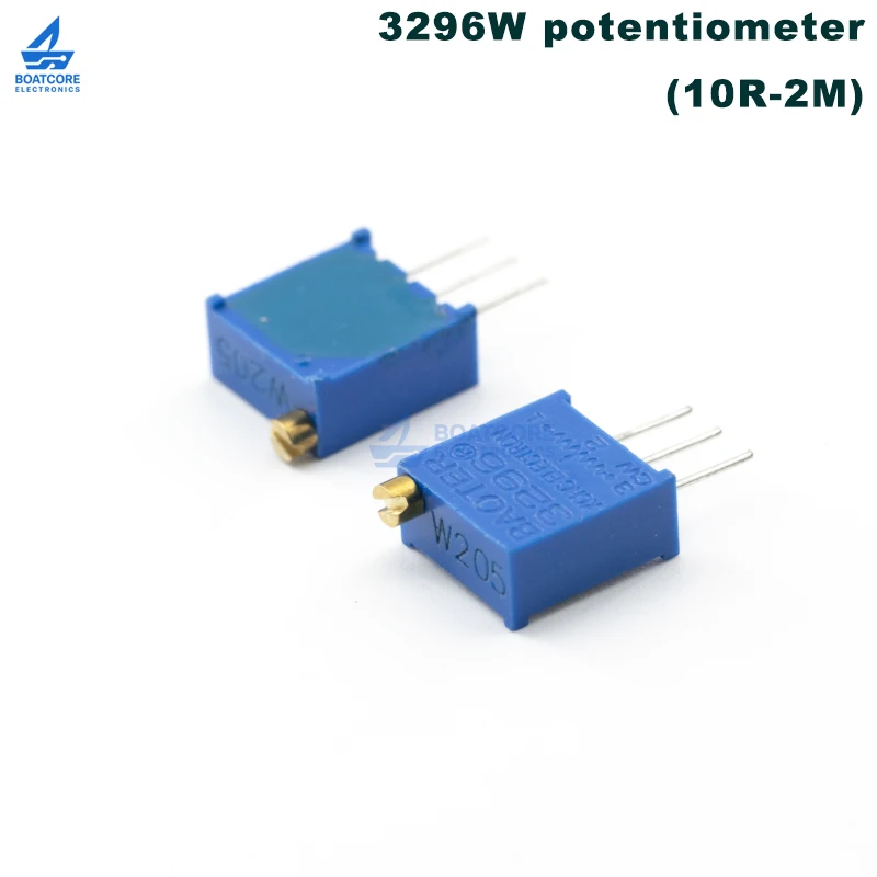 2/5PCS 3296W Multi Turn Potentiometer Variable Resistor High Precision Trimmer 10R-2M 1K 10K 20K 50K 100K Adjustable Metal Shaft