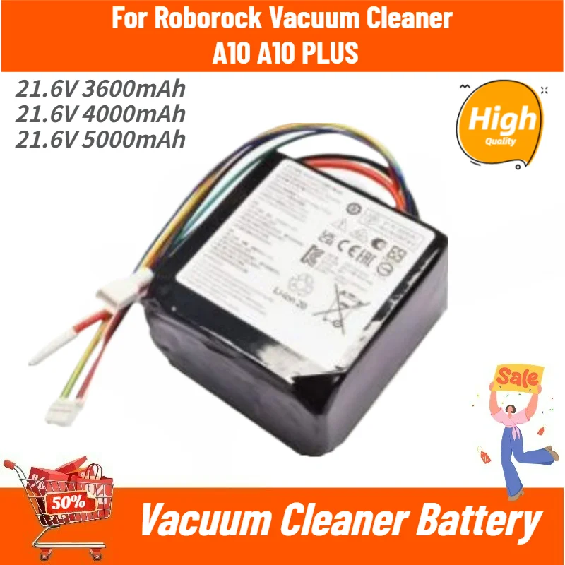 High Capacity Lithium Battery 21.6V 5000mAh For Roborock Vacuum Cleaner A10 A10 PLUS Brand New High Quality Replacement Battery