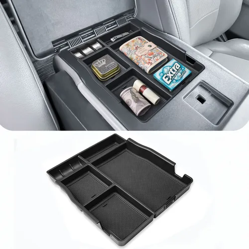 Organizador de asiento de consola central delantera para Ford F150 2017-2025 F250 F350 F450, caja de almacenamiento con reposabrazos, bandeja, organizador de consola de asiento de salto