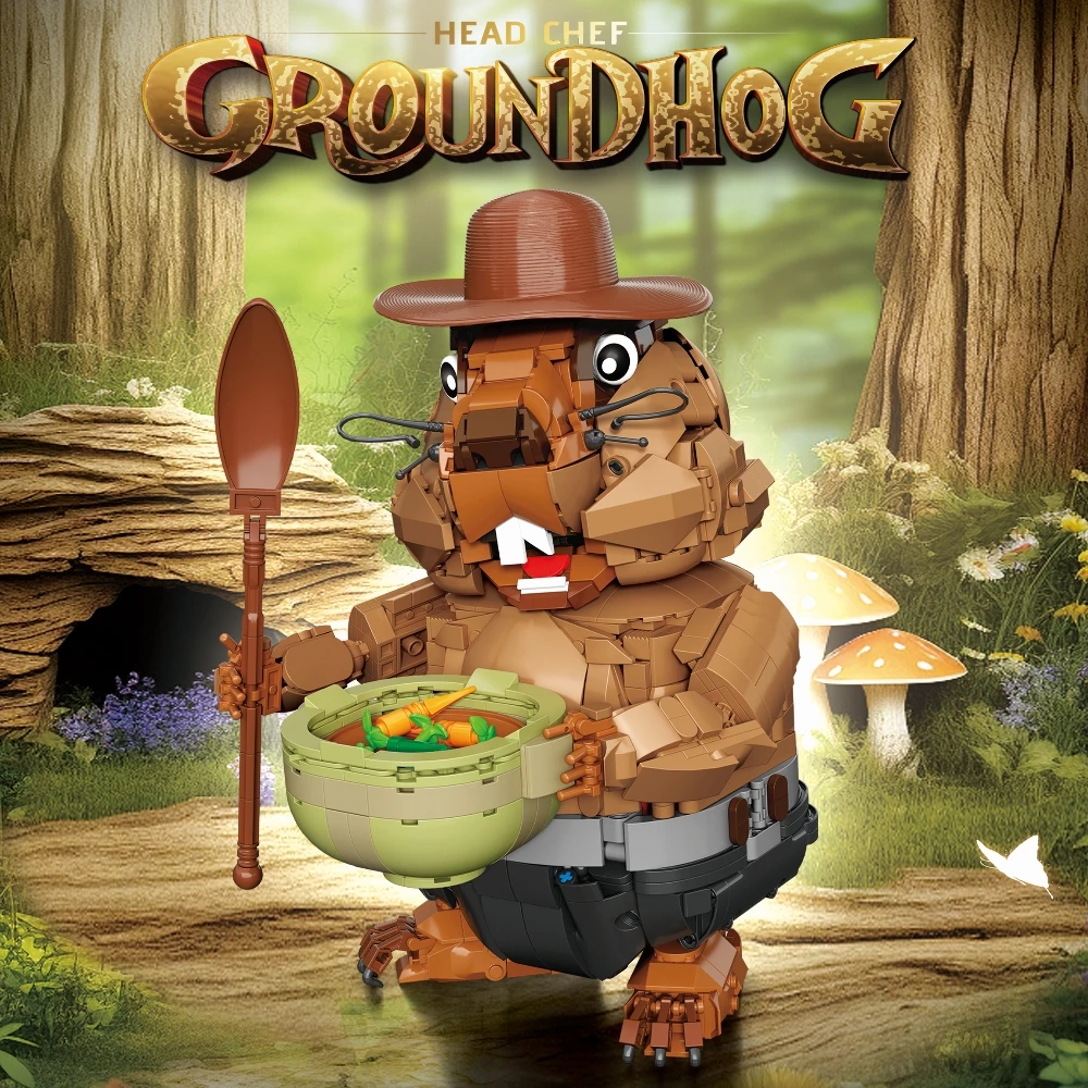 ​ Kreatywny zestaw klocków konstrukcyjnych w kształcie marmota, model do składania, klocki MOC, dekoracje stołowe DIY, modele, prezent urodzinowy dla dzieci ​