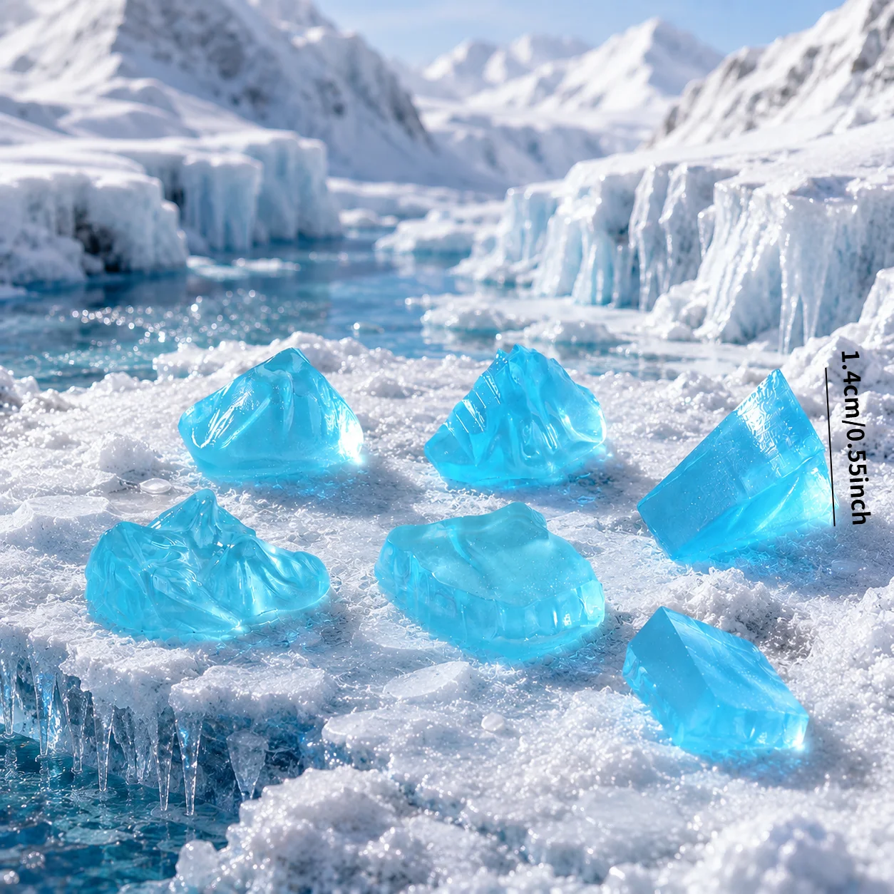Blue Resin Fake Glacier Ice Ornaments, Realistic Mini Iceberg Chunks Crack Texture, Photo Prop Aquarium Diorama Table Decor
