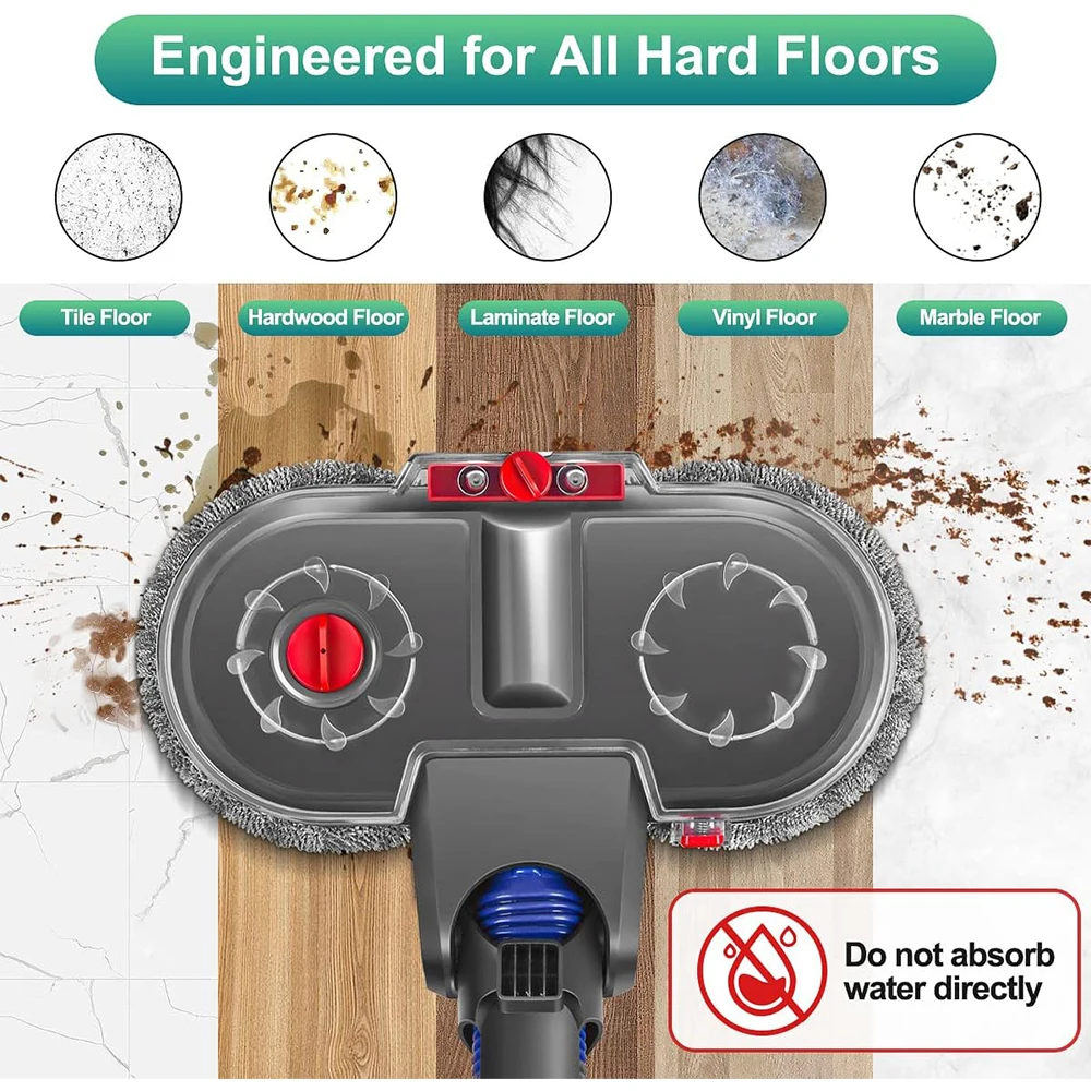 Spazzola elettrica per la testa del mocio con serbatoio dell'acqua per Dyson V7 V8 V10 V11 accessori per la sostituzione dell'aspirapolvere