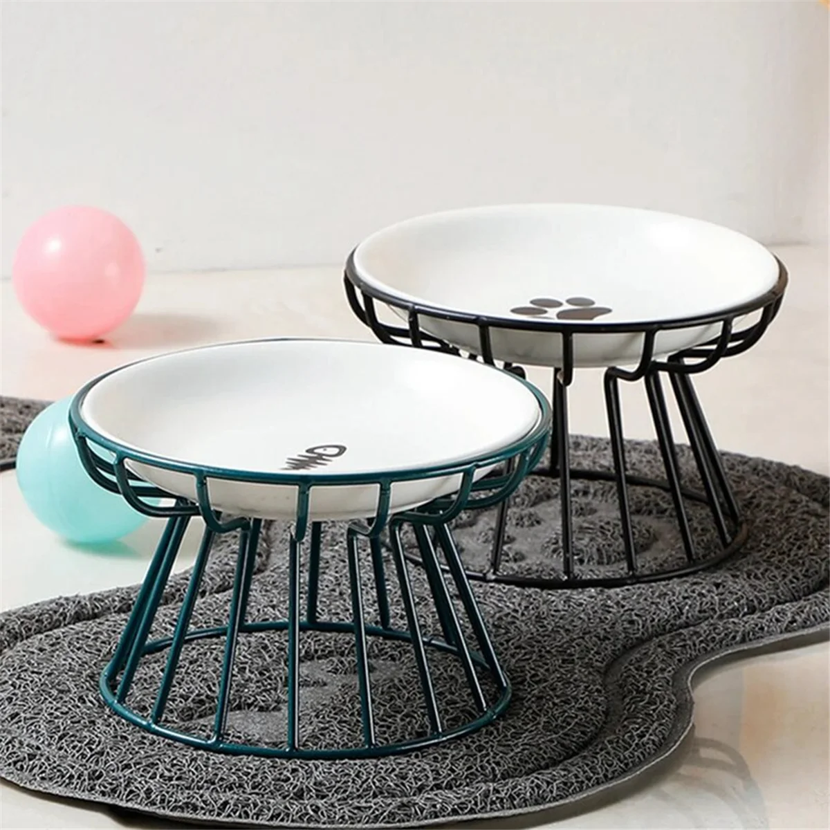 Pet Bowl Stand, Nordic Cat Bowl High Stand, Bowl Stand, Anti-Cervical Spondylosis and Anti-Turnover Cat Food Bowl Black