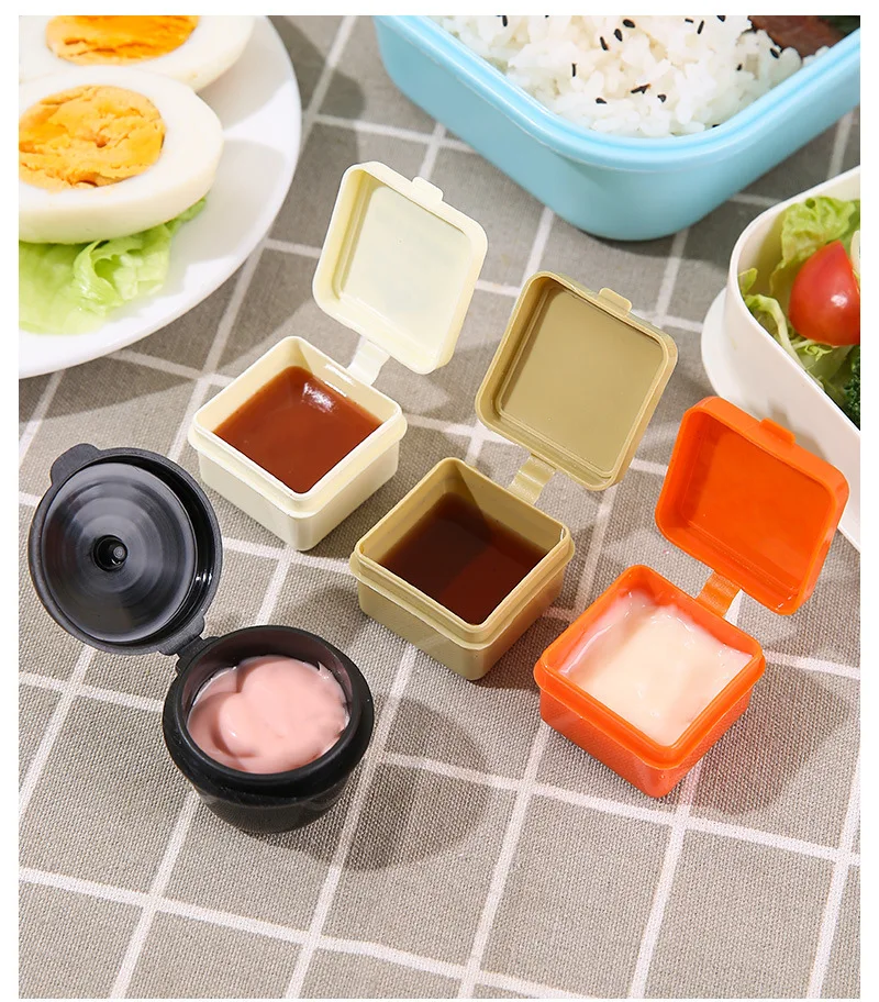 Mittagessen Bento Sojasauce Box Behälter mit Tropfer niedlichen Design Kunststoff Gewürz spender Mini Salat Tomatensauce Flasche – Detail 13