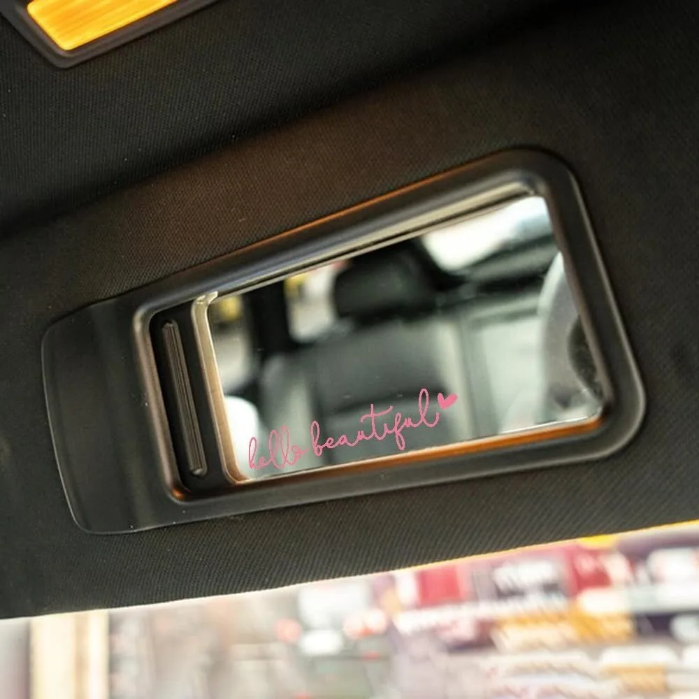 1pc Hello Beautiful Car Rearview Mirror Vinyl Decals Vanity Mirror Stickers Racing Helmet Auto Rear Window Waterproof Decoration