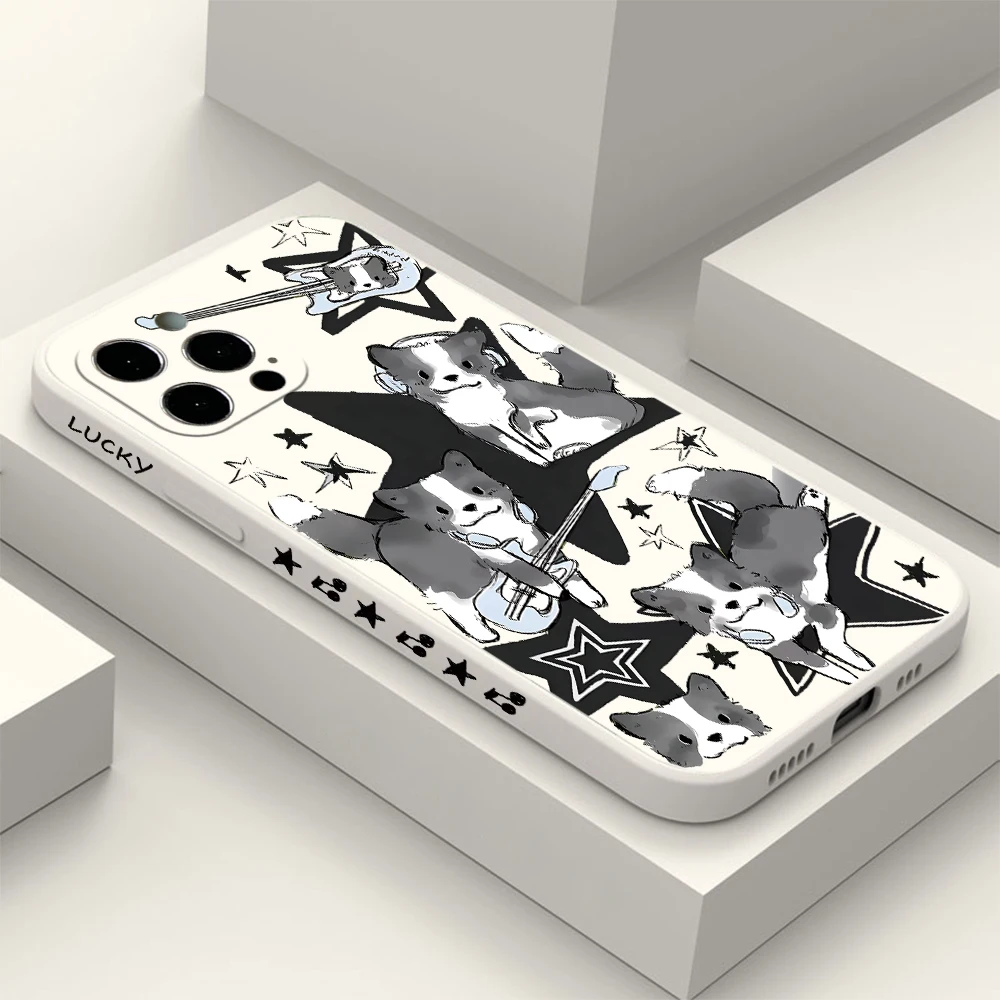 Musik gitarre Hunde tasche für Samsung Galaxy A72 A71 A54 A53 A52 A34 A33 A32 A23 A22 A14 A13 A12 4G 5G Abdeckung mit gerader Kante