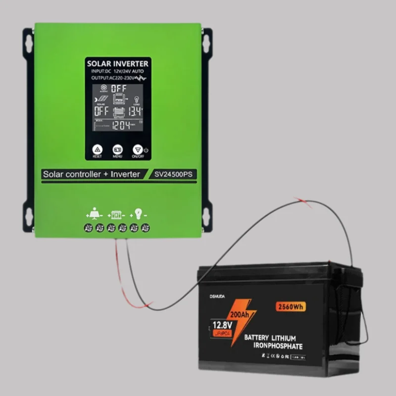 500W Pure Sine Wave Solar Inverter Auto Sensing 12V 24V with 20A PWM Charge Controller for RV Caravan Camping Home Use