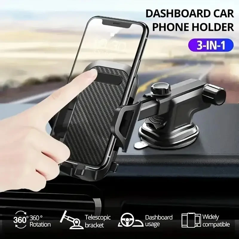 Car Phone Holder Car Dashboard Windshield Suction Cup Holder Universal Phone Holder Air Outlet Clip Telescopic Phone Holder image 2