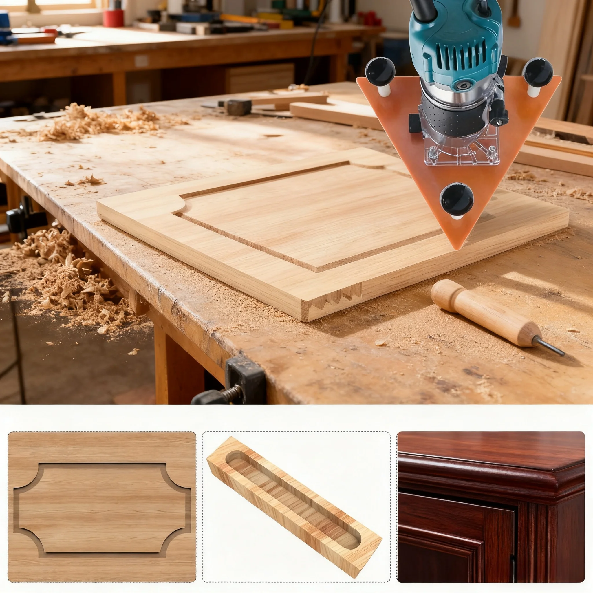 Trimming Machine Router Base Triangular Plate for Slotting and Chamfering - Woodworking Milling Groove Balance Board Flip Plate