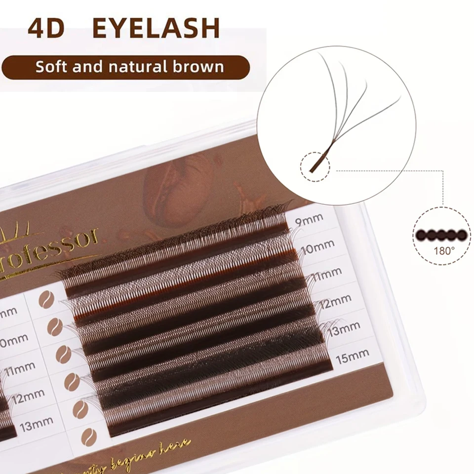 New Brown 3D 4D W Shaped Lashes Automatic Flowering Premade Fans Eyelash Extensions Natural Soft Individual Lashes Makeup Cilia