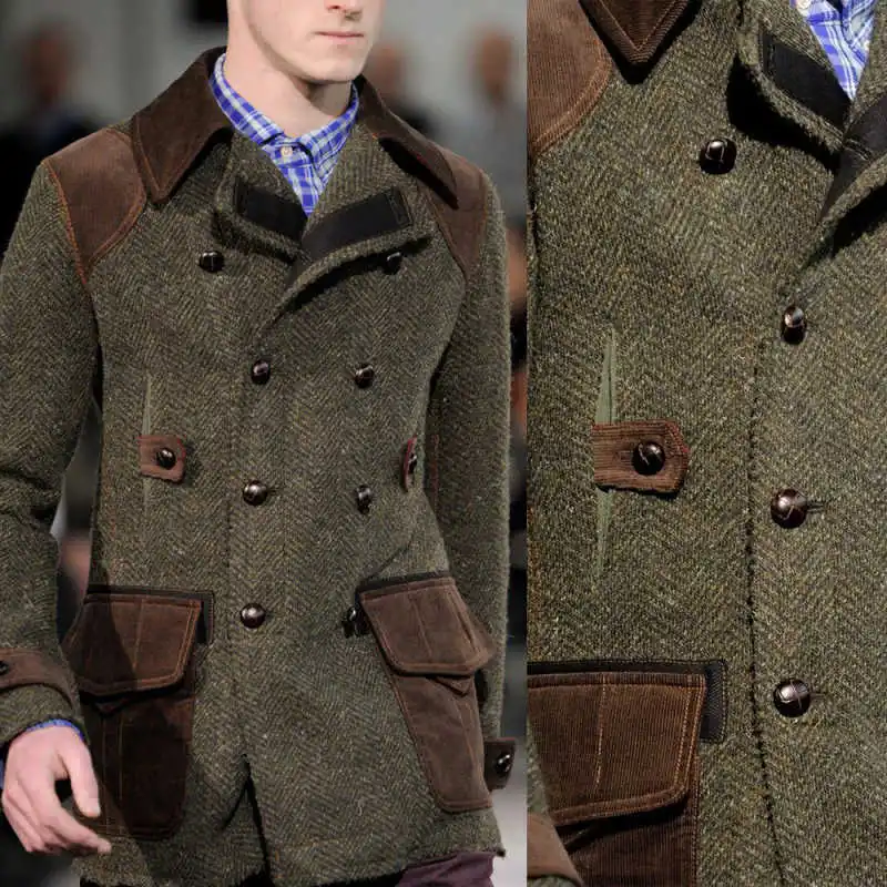 Autumn Winter Men Wool Blend Coat 1 Piece Double Breasted Notched Lapel Warm Blazer Outerwear Casual Occasion Office Commuting
