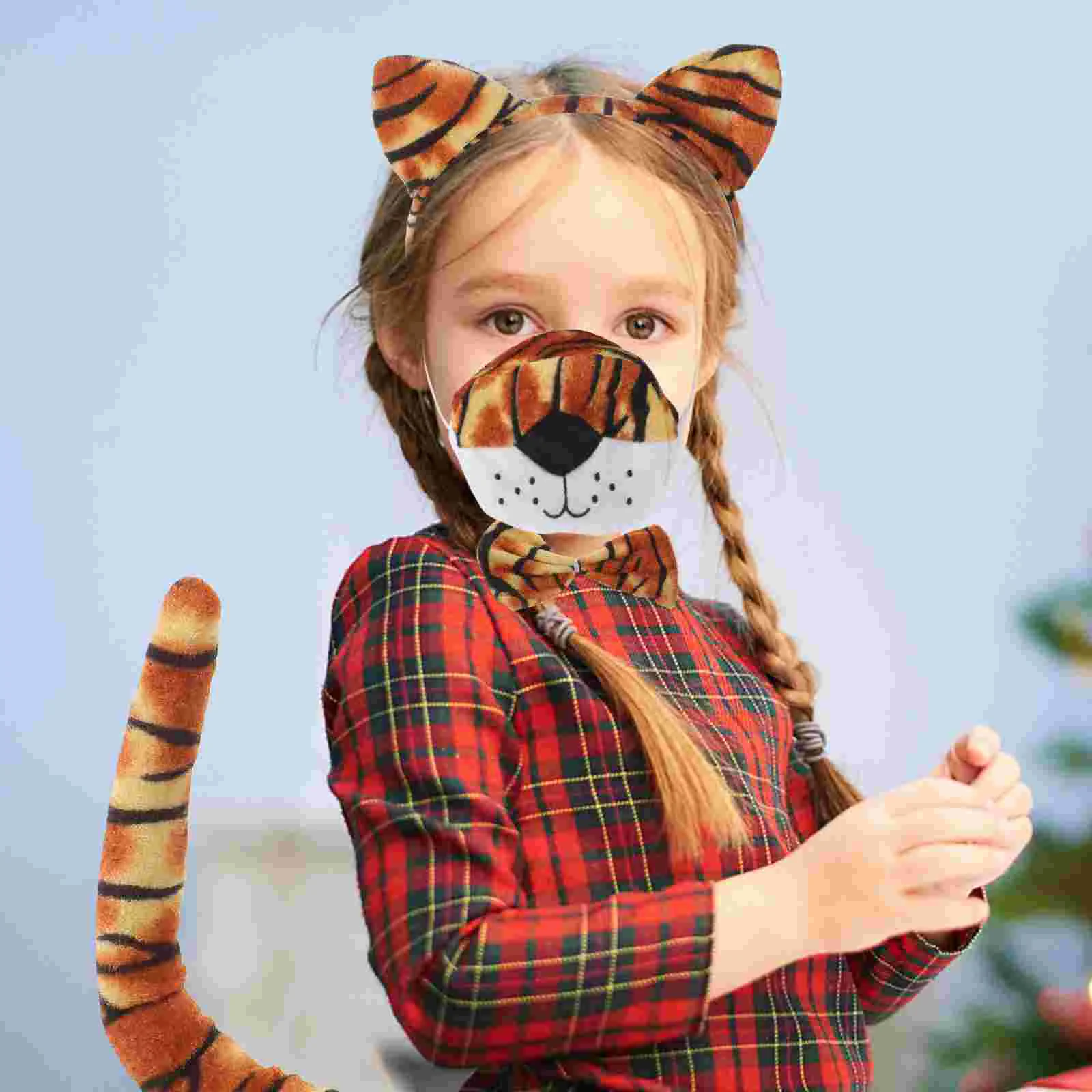 

Ears Halloween Tiger Headband Nose The Outfit Lids Adult Luxury Fabric Costume Accessories for Women Child