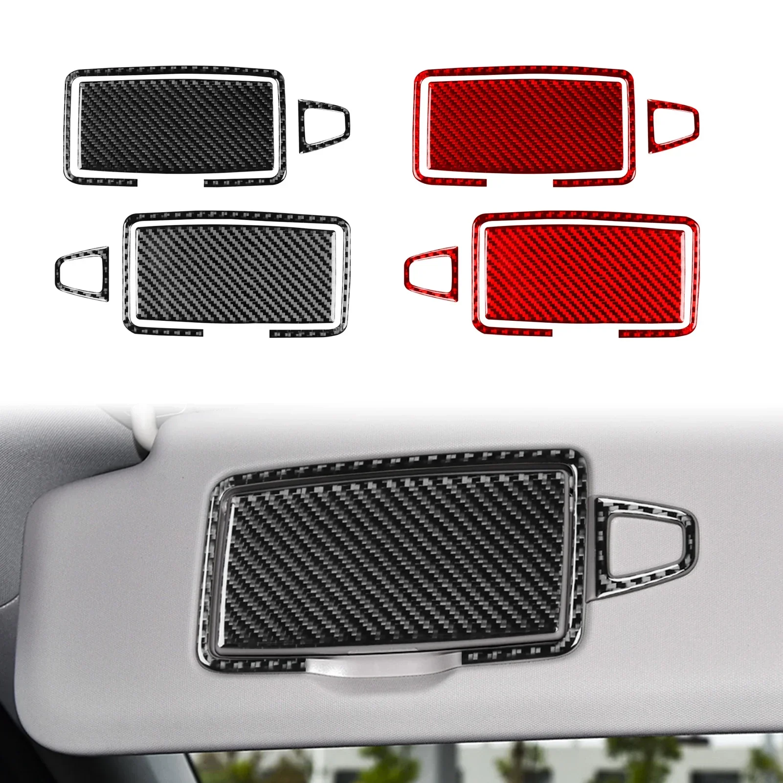 For Mercedes Benz E Class W213 2016-2022 Accessories Real Soft Carbon Fiber Interior Front Makeup Mirror Cover Trim Sticker