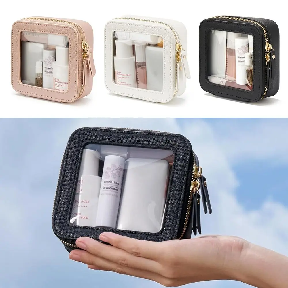 Bolsa de artículos de tocador de viaje para mujer, bolsas de maquillaje transparentes con cremallera, bolsa de lavado impermeable, bolsa de maquillaje grande