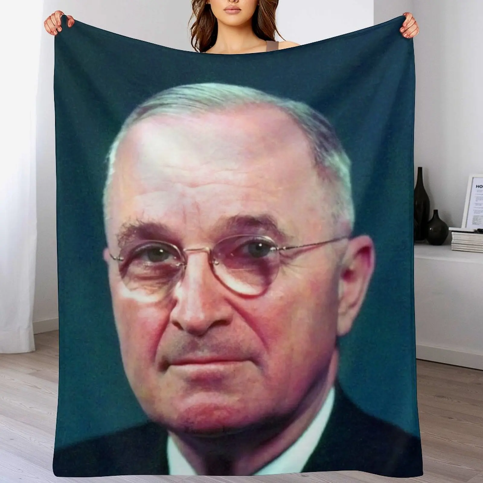 

President Harry Truman Portrait Throw Blanket valentine gift ideas Thins Personalized Gift Softest Blankets