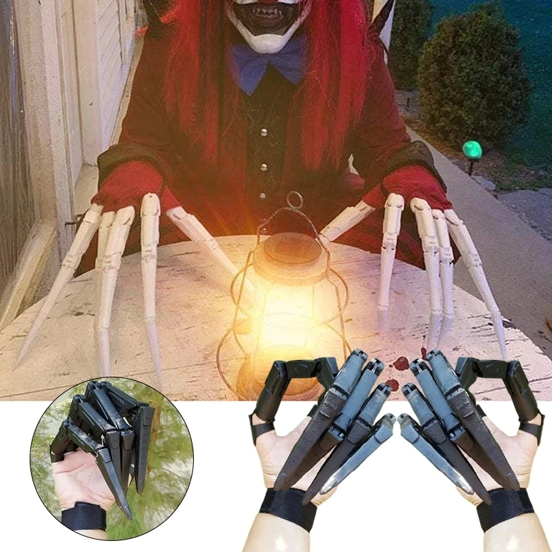 

One Pair Halloween Articulated Fingers Gloves With Flexible Joint Halloween Party Dress Cosplay Costume Props Home Decoration