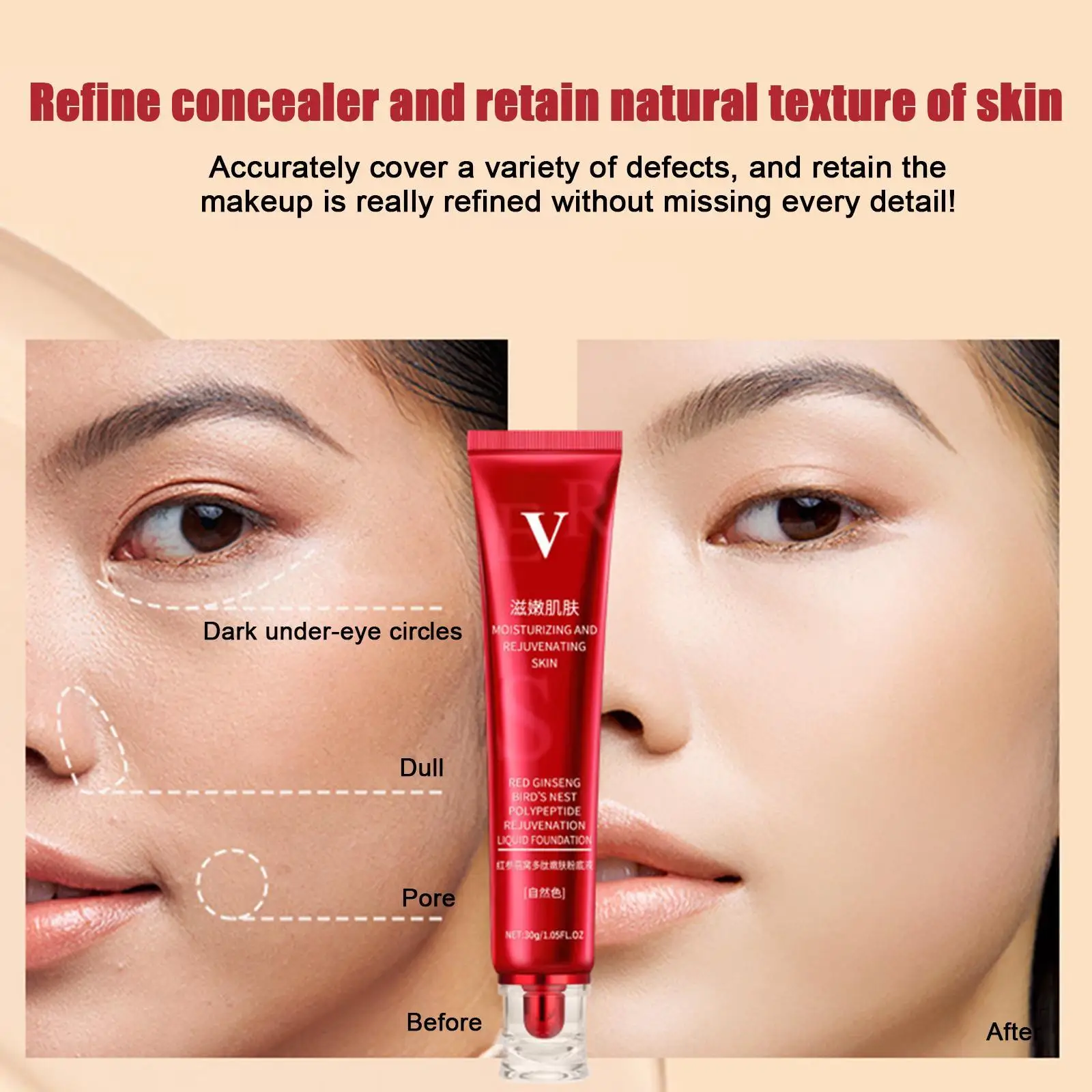 Fv Huid-Voedende Vloeibare Foundation Olie Controle Waterdichte Volledige Dekking Concealer Whitening Gezicht Make-Up Base Crème Cosmetica