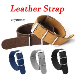 20mm 22mm Universal Military Retro Suede Genuine Leather Strap for Seiko for Omega for Huawei GT2 Men Women Watch Band Bracelet