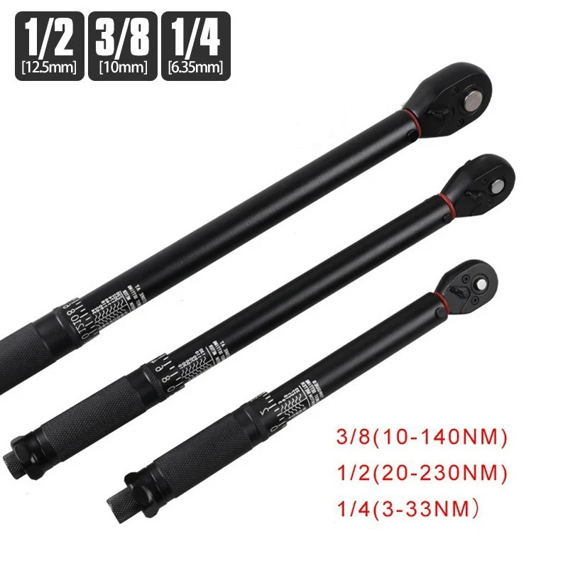 AliExpress NONE 3-230Nm Torque Wrench Round Tube High Precision Adjustable 1/2'' 3/8'' 1/4'' Torque Wrench Car Bike Automotive Hand Tools