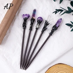 1PC Natural Crystal Ball Chinese Style Hairpins Crystal Column Hair Stick Hair Fork Hair Chopsticks Woman Jewelry Hair Clip