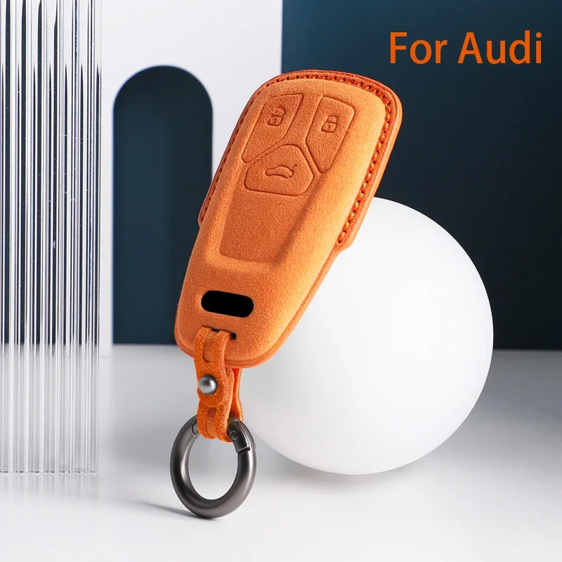 

Car Key Case for for Audi A4 B9 A1 A3 A5 A6 8S 8W Q3 Q5 Q7 4M S4 S5 S7 TT TTS TFSI RS Suede Remote Car Key Case Shell Keychain