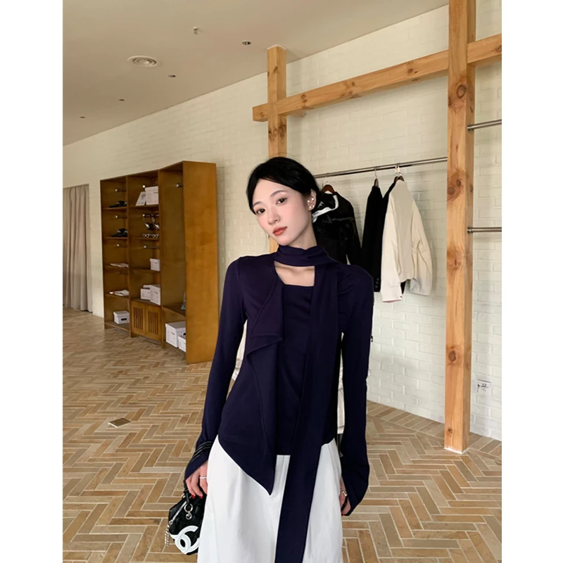 Langärmliges T-Shirt, eng anliegend, für den Sommer, Spleißen, Baumwolle, schnell trocknend, Elastizität, Schnürung, geschichtet, AdjuLeisure, leicht, für Jugendliche