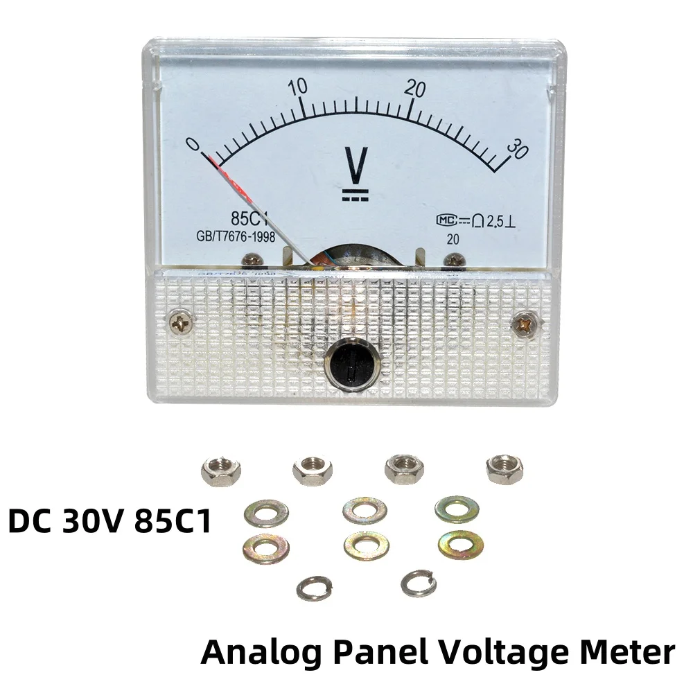 DC 0-30V 85C1 Voltmeter Analog Volt Panel Voltage Meter Panel Mechanical Pointer Voltmeter Gauge Measuring Tool
