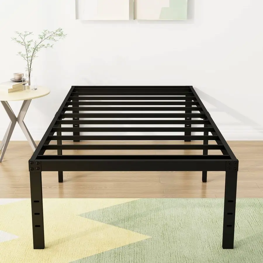 Inch Twin Bed Frame Heavy Duty No Box Spring Needed Metal Platform with Maximum Storage, Easy Assembly, Noise Free, Black