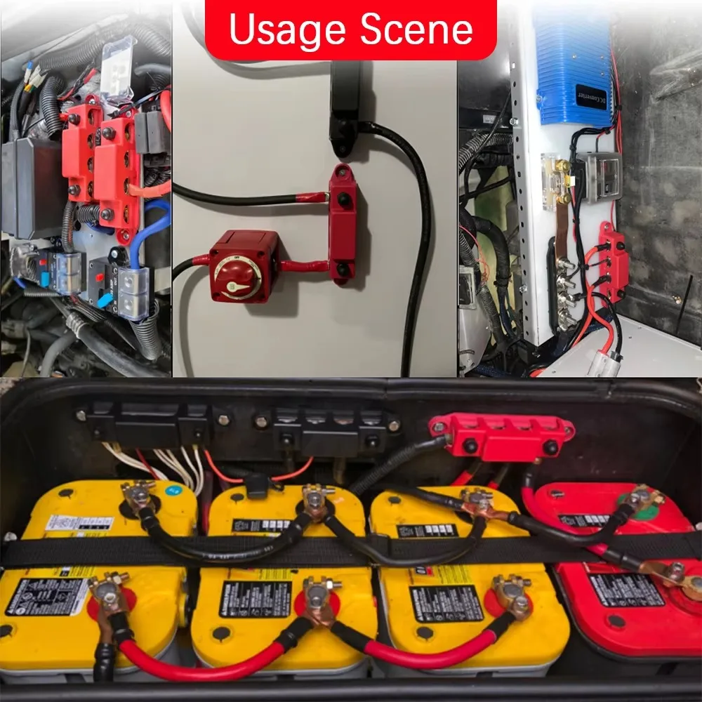 48 فولت 250A تيار مستمر تقاطع كهربائي 5/16 "3/8" ترصيع 4 طرق توزيع الطاقة كتلة M8 M10 شريط محطة كتلة