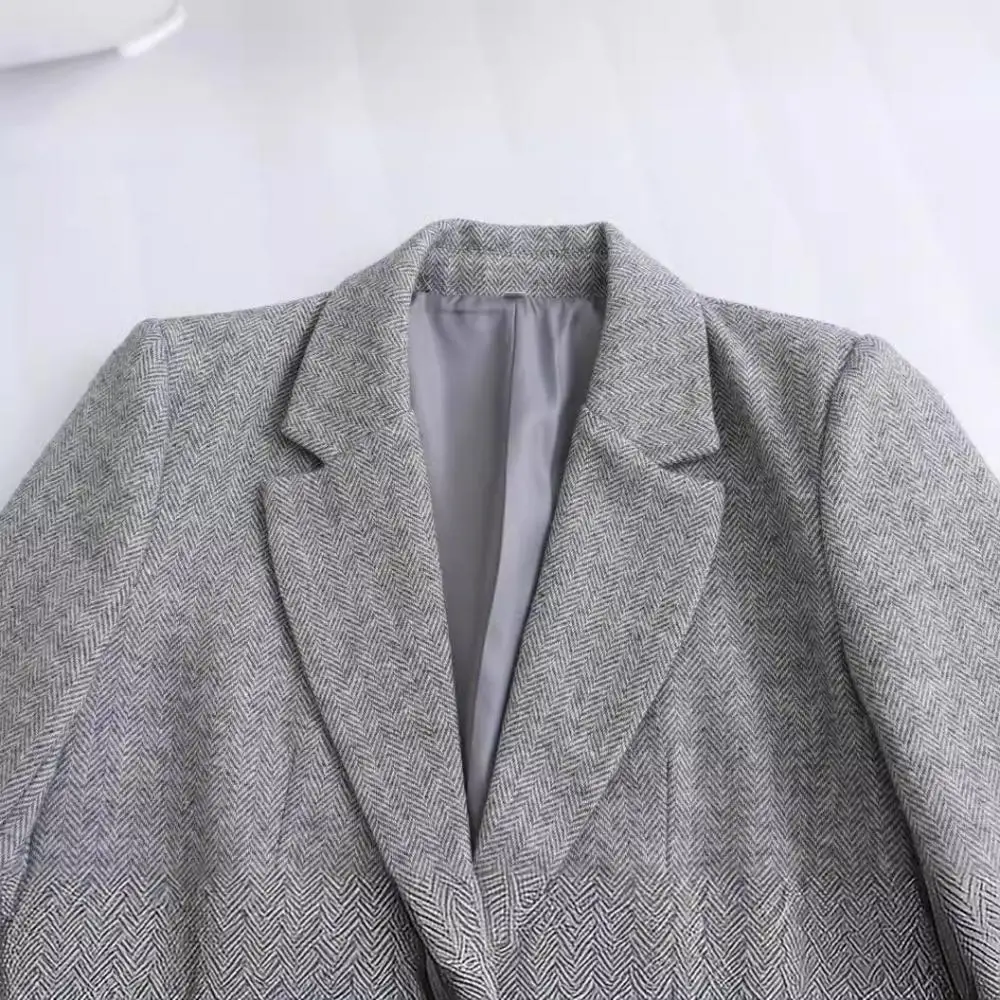 Moda Twill a spina di pesce taglio dritto cappotto camicia tinta unita risvolto camicia a bottone singolo manica lunga abito stampato cappotti formali