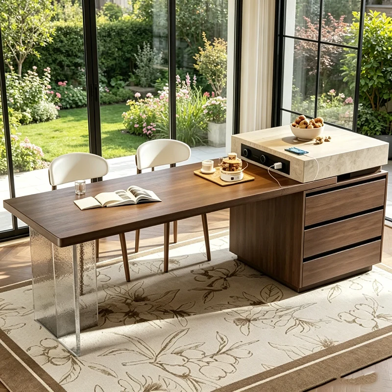 Nordic Design Dining Table Brown Space Extendable Space Saving Dining Table Lounges Solid Wood Mesa Comedor Furniture Home