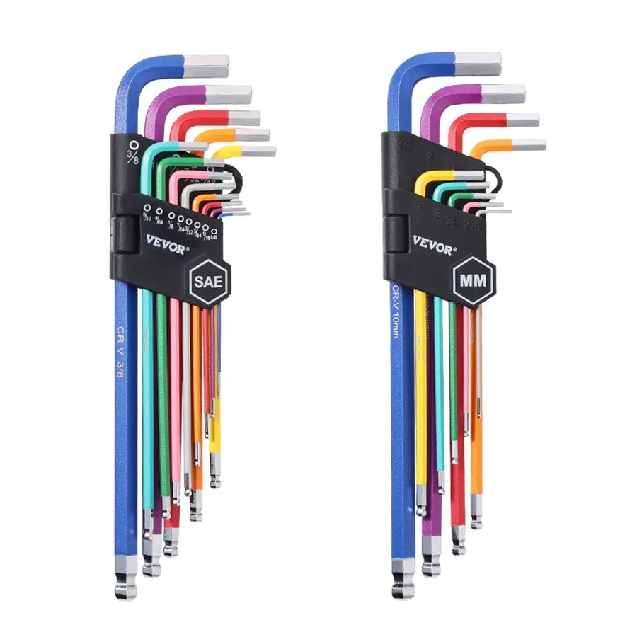 

Hex Key Allen Wrench Set 22pcs SAE and Metric Long Arm Ball End Key Set