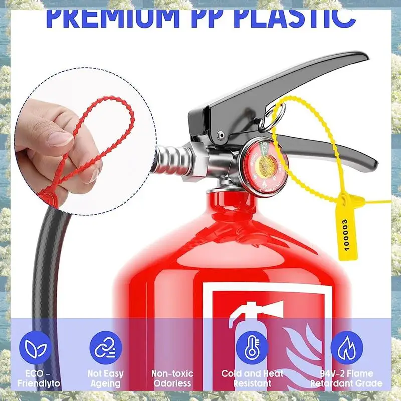 New-1000 Pcs Plastic Tamper Seals Fire Extinguisher Tags Security Tags Seals Safety Numbered Zip Ties Labels