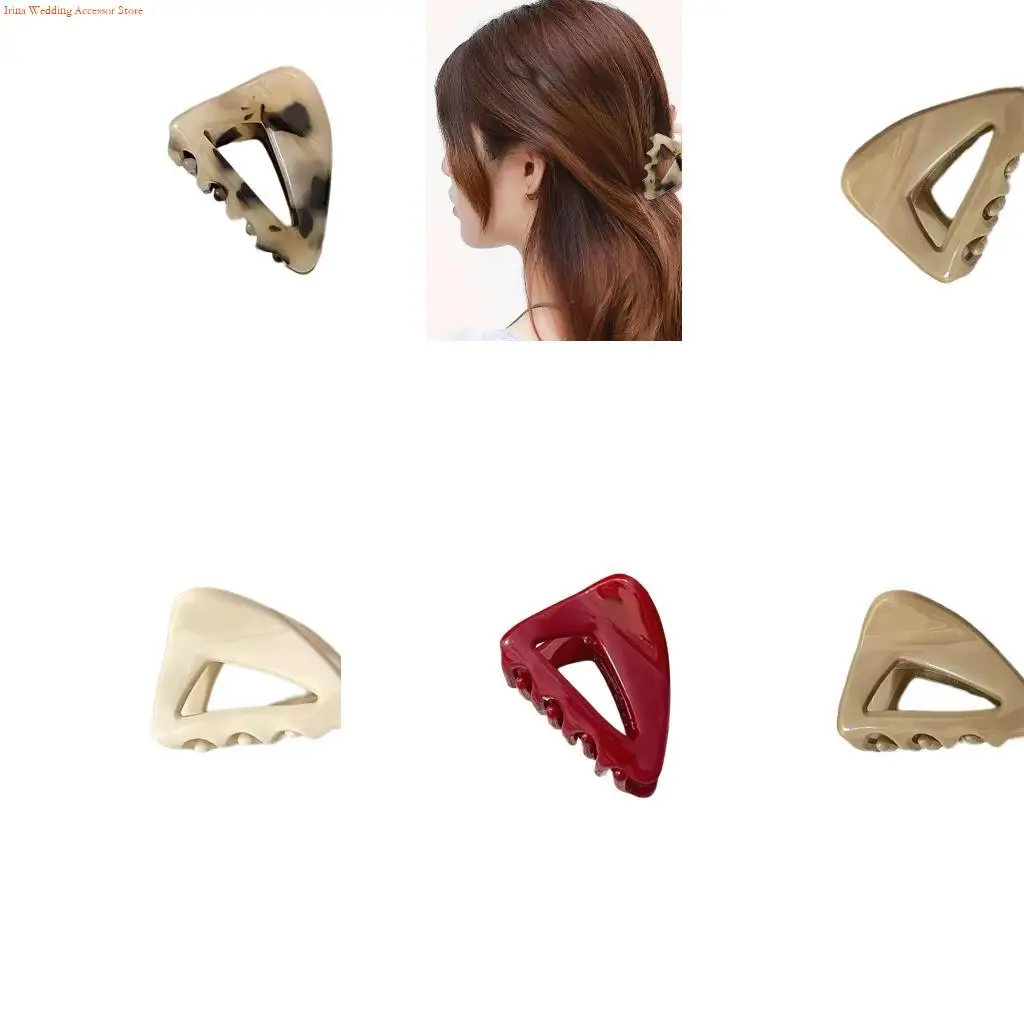 G92D Small Acetate French Hair Clip Triangular Pattern Secure Grip For Ponytails Updos For the entire day Wear