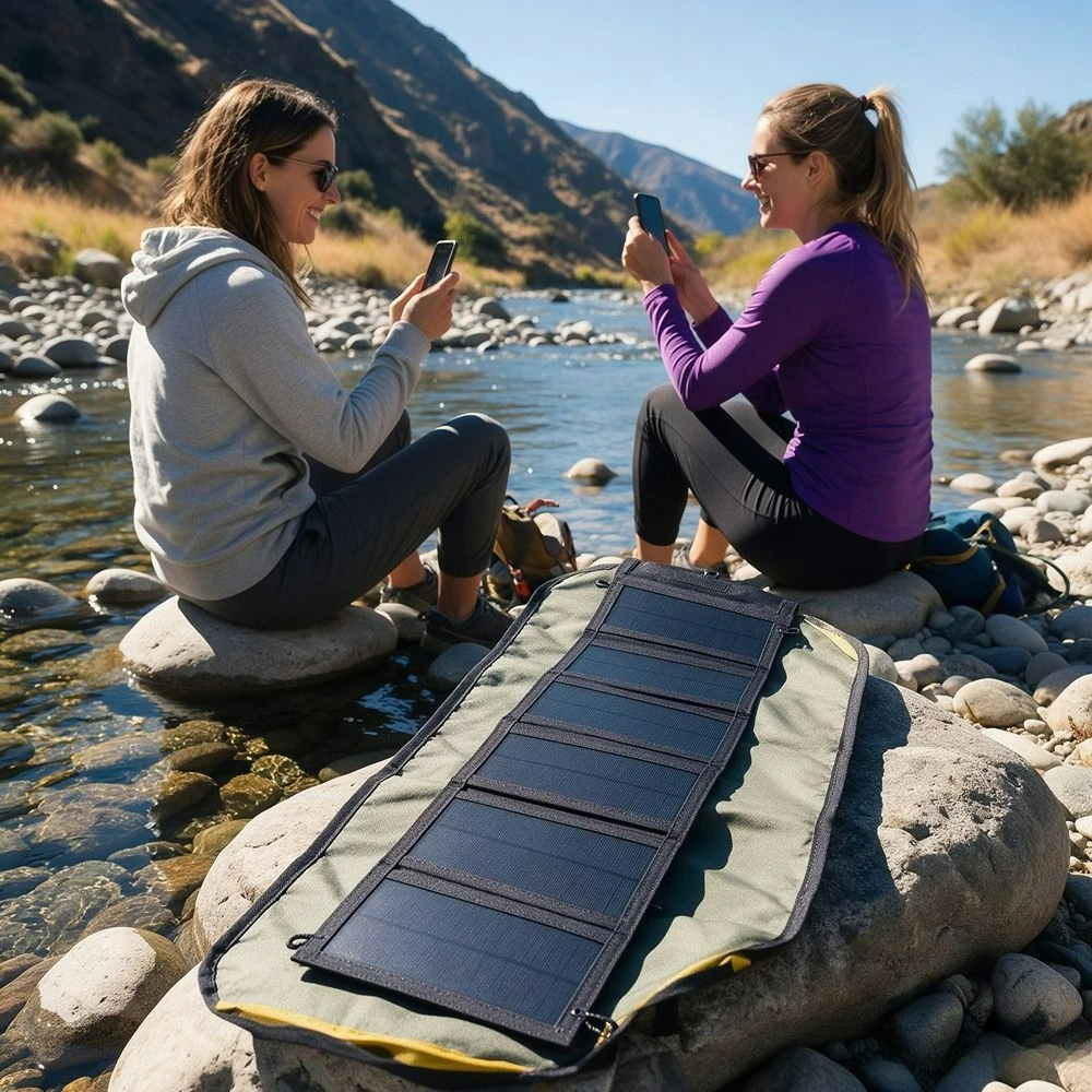 25W Foldable Waterproof Solar Panel Charger Dual USB Portable Solar Power Bank for Outdoor Camping Hiking Fishing Climbing