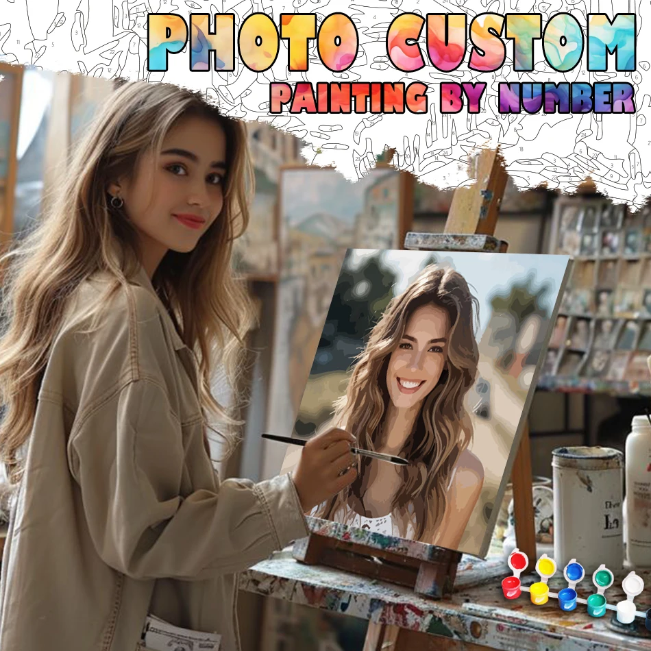 

SDOYUNO Photo Custom Painting By Numbers Draw Watercolors Adult Coloring Canvas Picture Acrylic Paints Crafts Personalized Gift