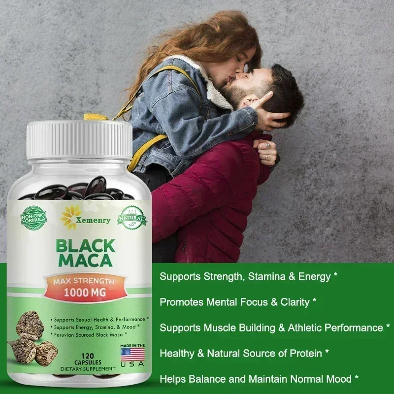 

Black Maca Root Capsules for Men and Women - Natural Emotional and Immune Support - Vegan
