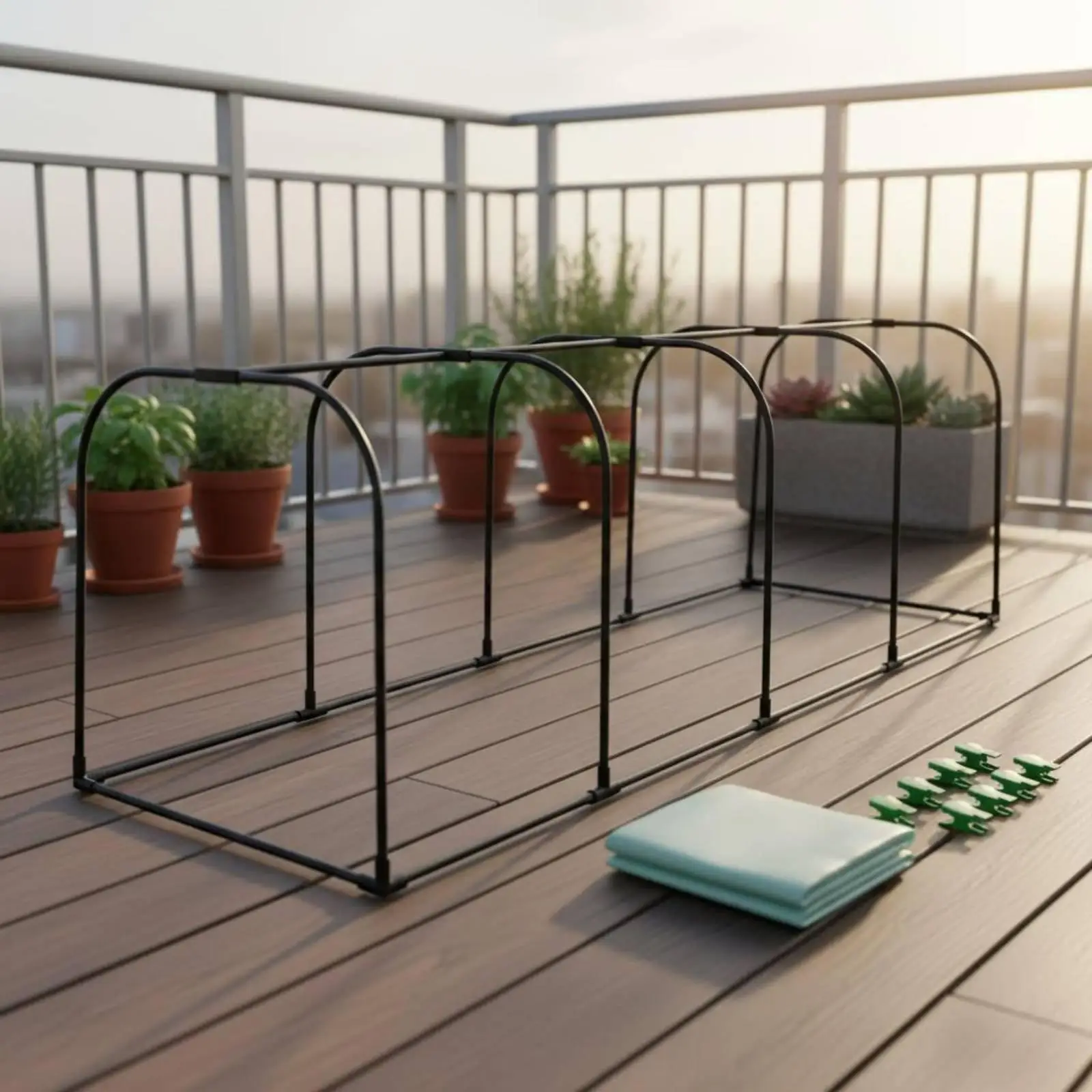 Small Tunnel Greenhouse Portable Frame for Balcony Garden Cloche for Outdoor Plant Protection