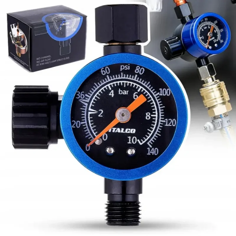 

Оригинальный регулятор давления воздуха Auarita Italco премиум-класса с манометром для распылителя, 14-дюймовый воздухозаборник и выпускной регулируемое давление