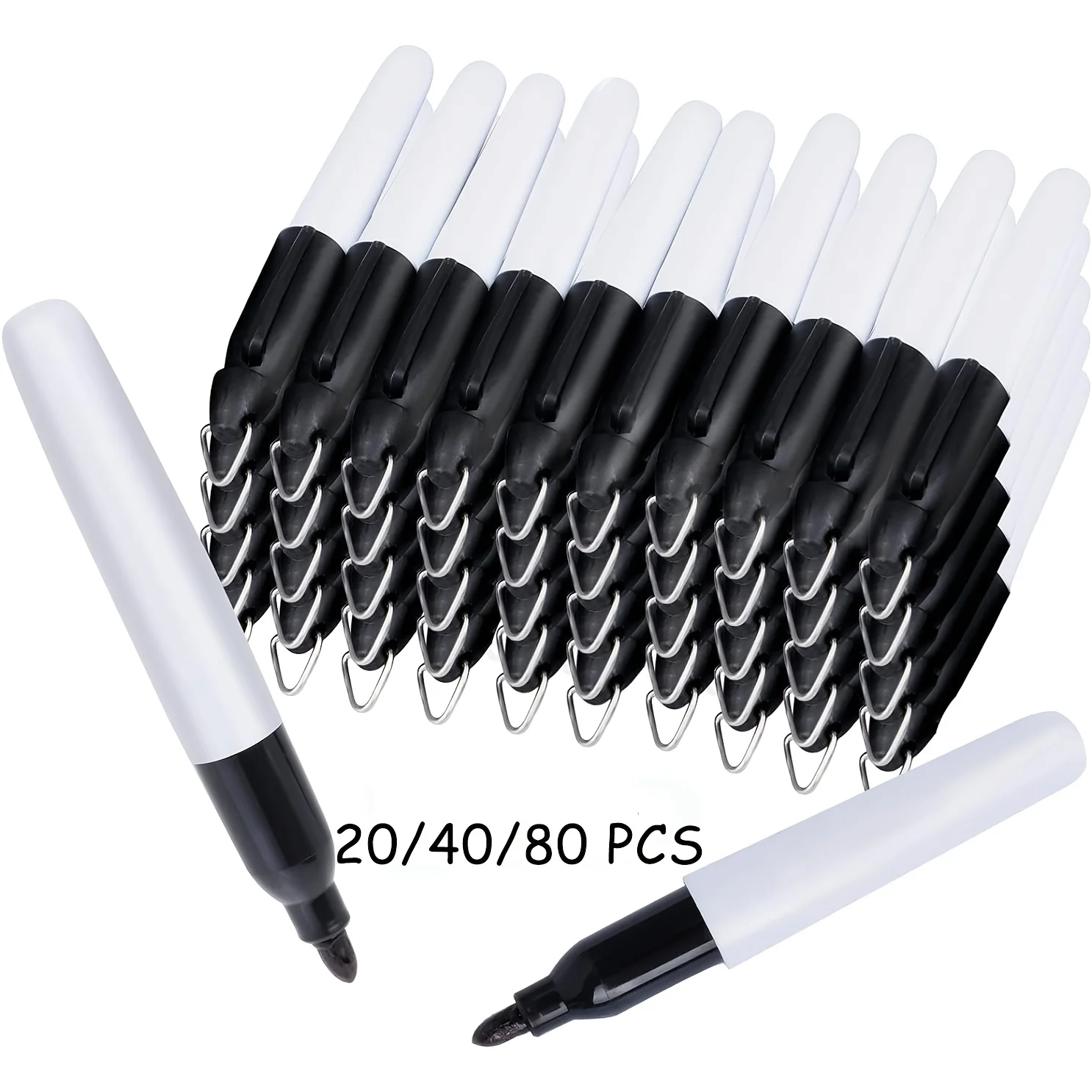 20/40/80 Pcs Mini Black Ink Permanent Marker Pens With Ball Head Keychain Durable Plastic Material For Nurse Office Retail Label