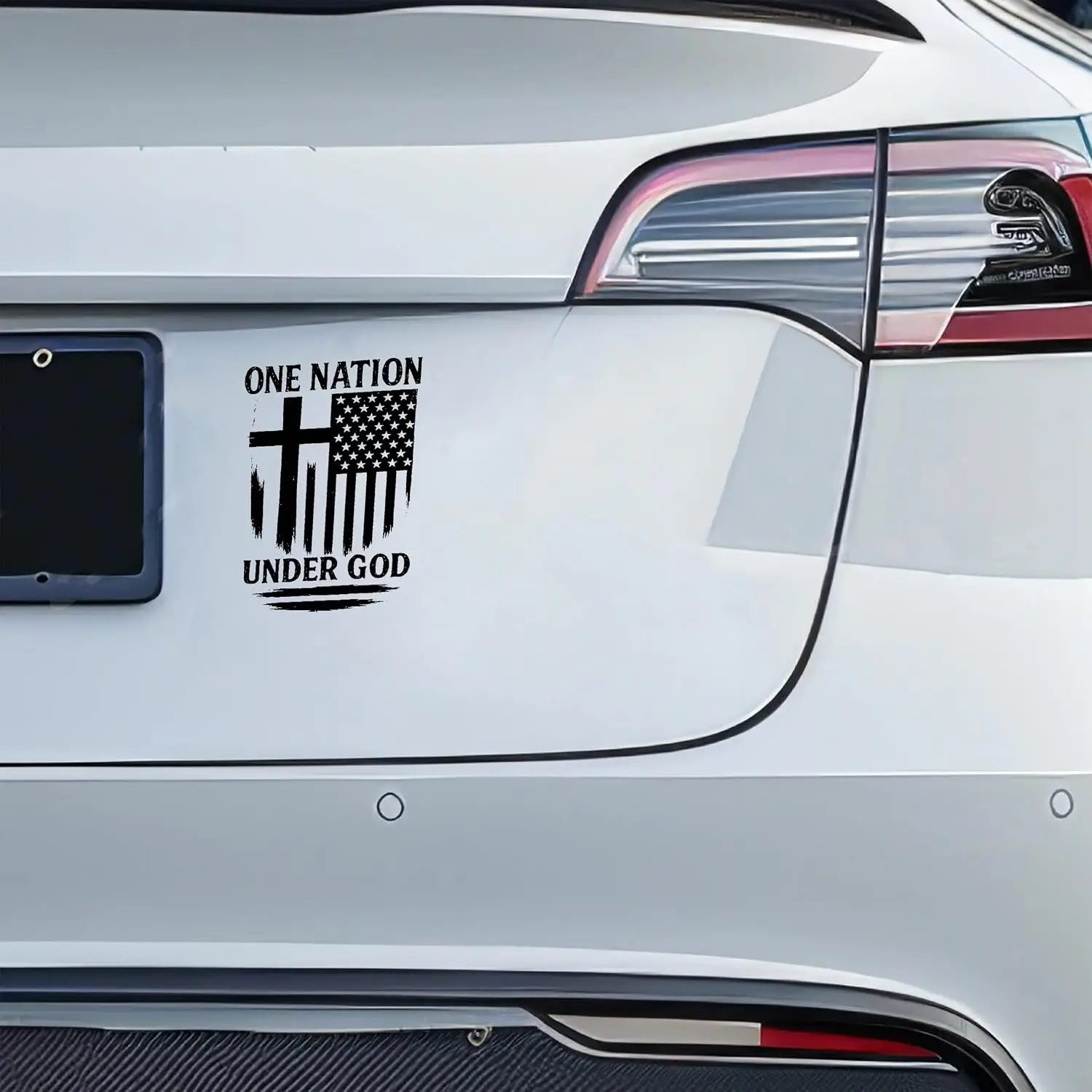 2 Pack One Nation Under God American Flag Black Weatherproof PVC Sticker For Bumper And Laptop Decorative Design Decal