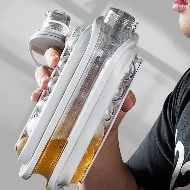 & 【Heiße Verkäufe】 Zusammenklappbare Eismaschine, Wasserflasche, Eispflasche, 2-in-1-Eisgitter, Topf, Eisball, Eisblock, rechteckiges Eisgitter, 17 Gitter hoch