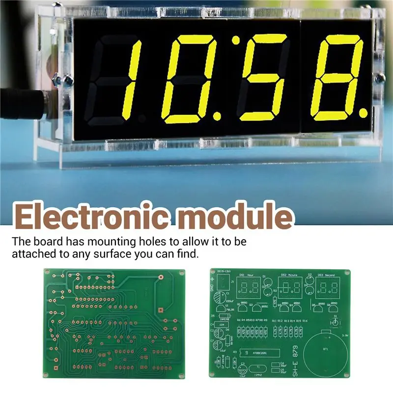 AB33-AT89C2051 6 Digital LED Display Electronic Clock DIY Kit Receiver For Arduino Flux